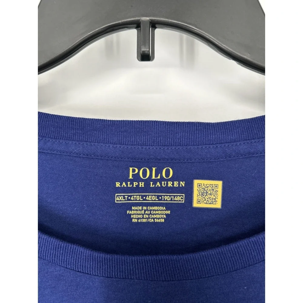 Polo Ralph Lauren T Shirt Men 4XLT Blue Embroidered Pony Logo Crew Neck Pullover